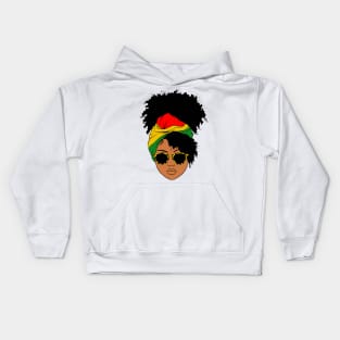 Afro Woman Headscarf Nubian Melanin Popping Black History Kids Hoodie